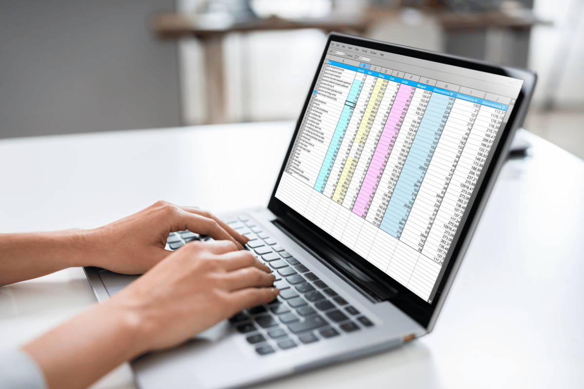 SEO spreadsheet laptop