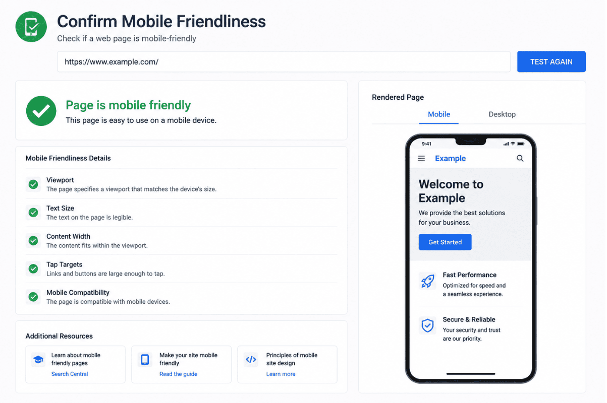 Confirm Mobile Friendliness