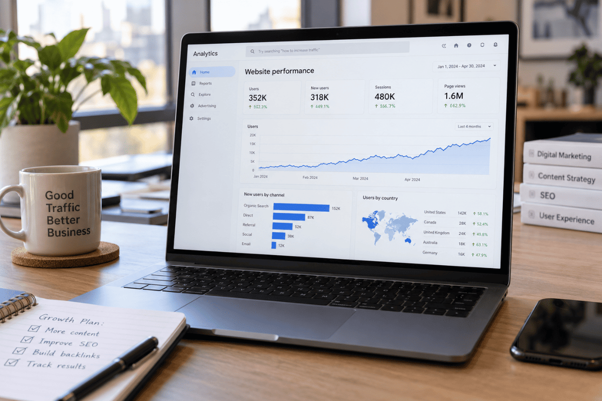 Website analytics traffic growth